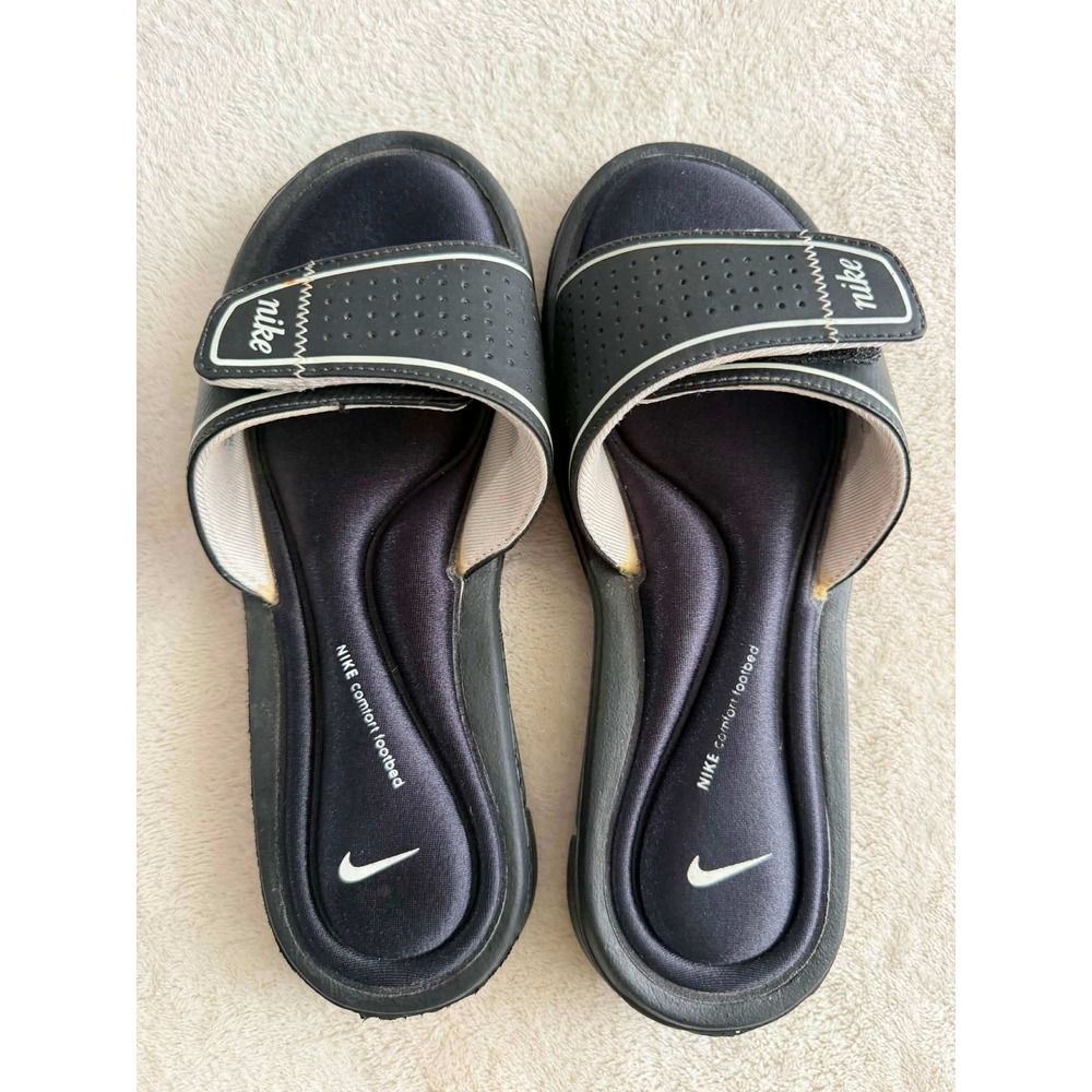 Nike Womens 7 Black Slides Comfort Footbed Adjustable Strap Sandals 343885-011